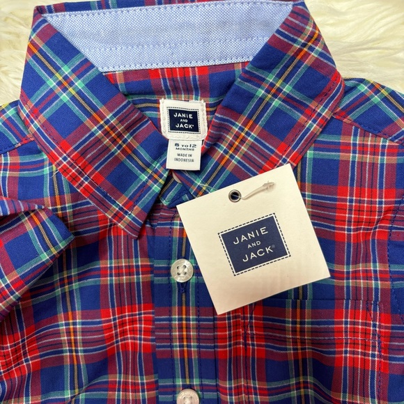 NWT Janie and Jack flannel button down boys short size 6-12 months - Picture 3 of 4